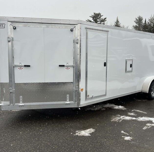 2024 E-Z Hauler 7x24 Aluminum 4-Place Drive In/Out w/Tapered Ramps, Rear Canopy